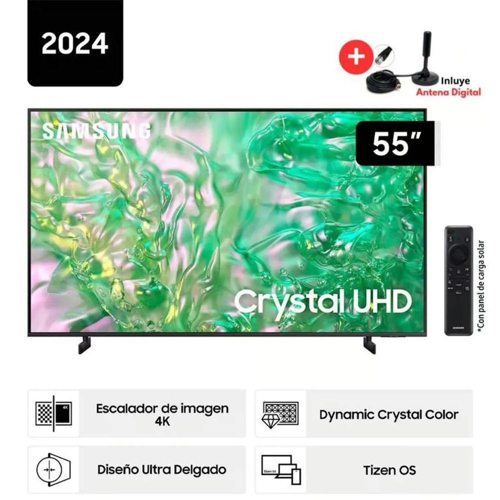 Televisor SAMSUNG 55 Crystal UHD 4K Tizen OS Smart TV 55DU8000 + Antena Digital