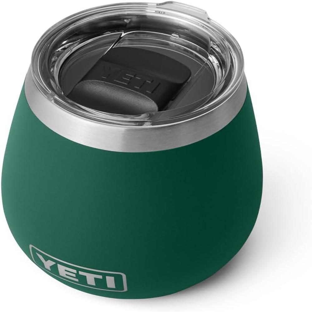 YETI Rambler Vaso de vino de 10 oz de acero inoxidable con tapa MagSlider color verde jade