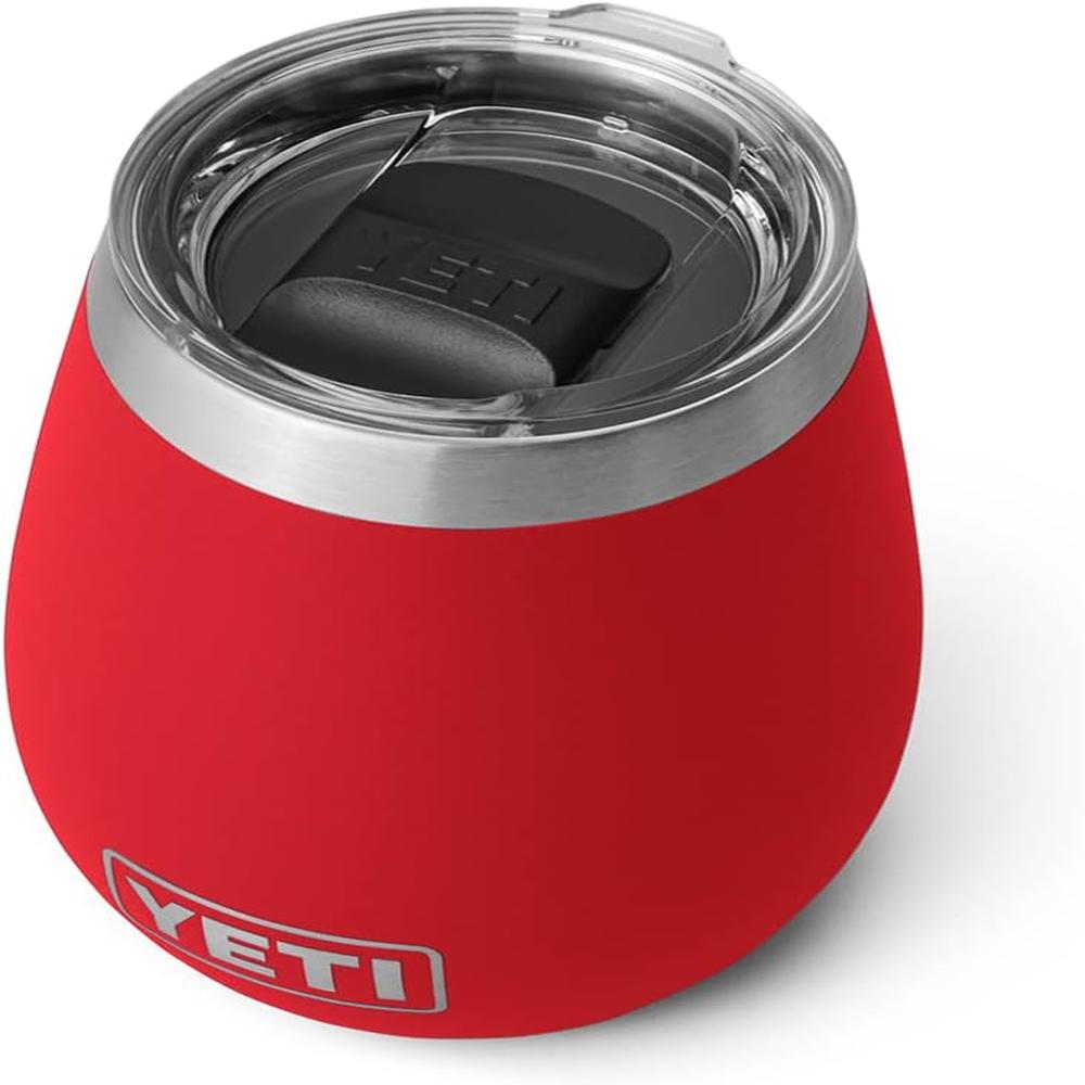 YETI Rambler Vaso de vino de 10 oz de acero inoxidable con tapa MagSlider color rojo