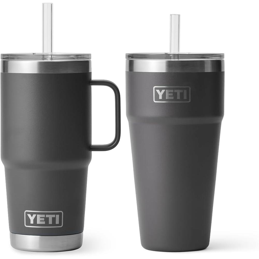 YETI Rambler Juego de vasos: 1 vaso con sorbete de 25 oz y 1 vaso con sorbete de 26 oz