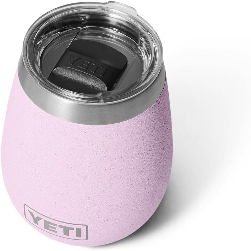 YETI Rambler Vaso de vino de 10 oz de acero inoxidable con tapa MagSlider color rosa agua