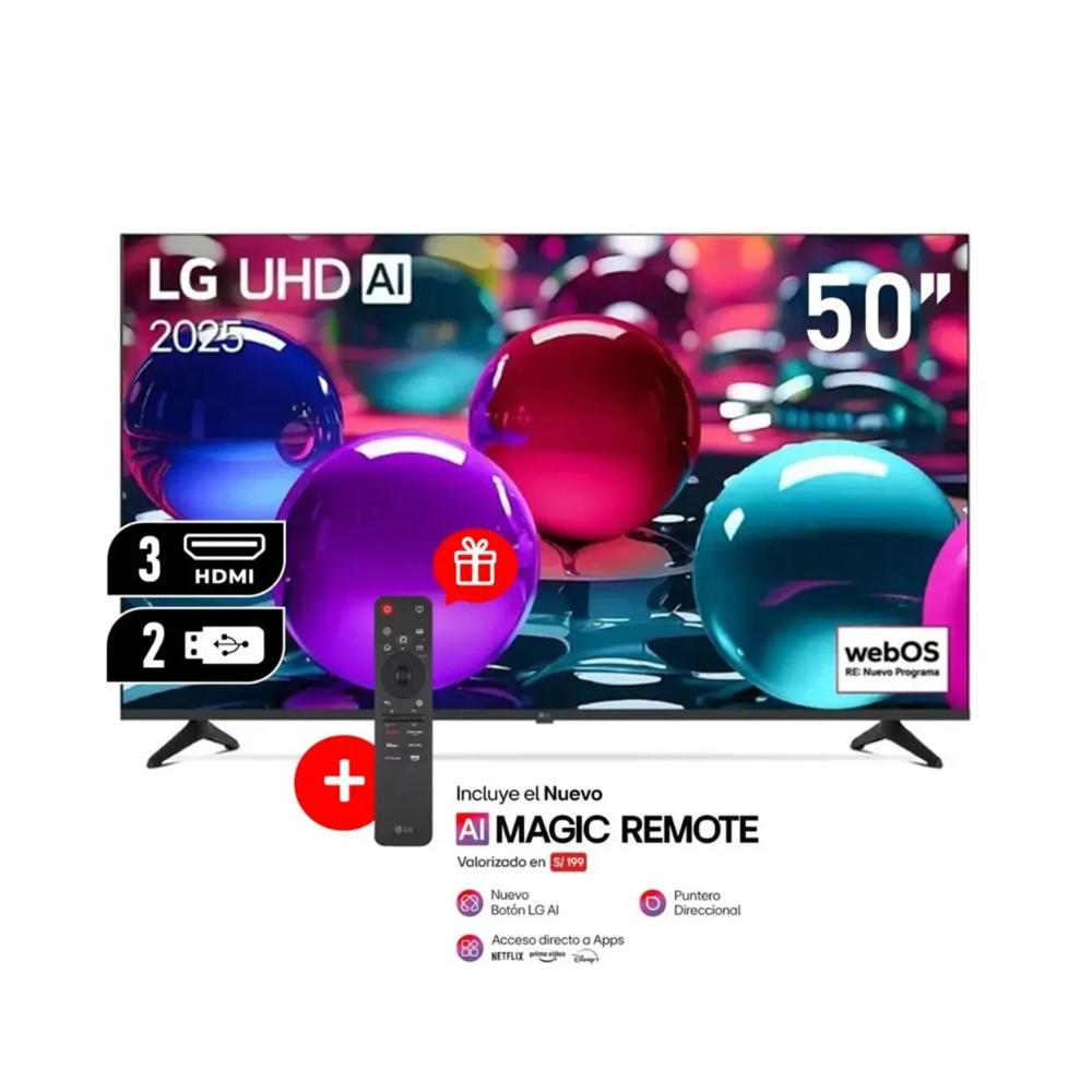 Televisor Lg 50 pulgadas Ultra HD 4K AI ThinQ 50UA7300 Modelo 2025 con CONTROL