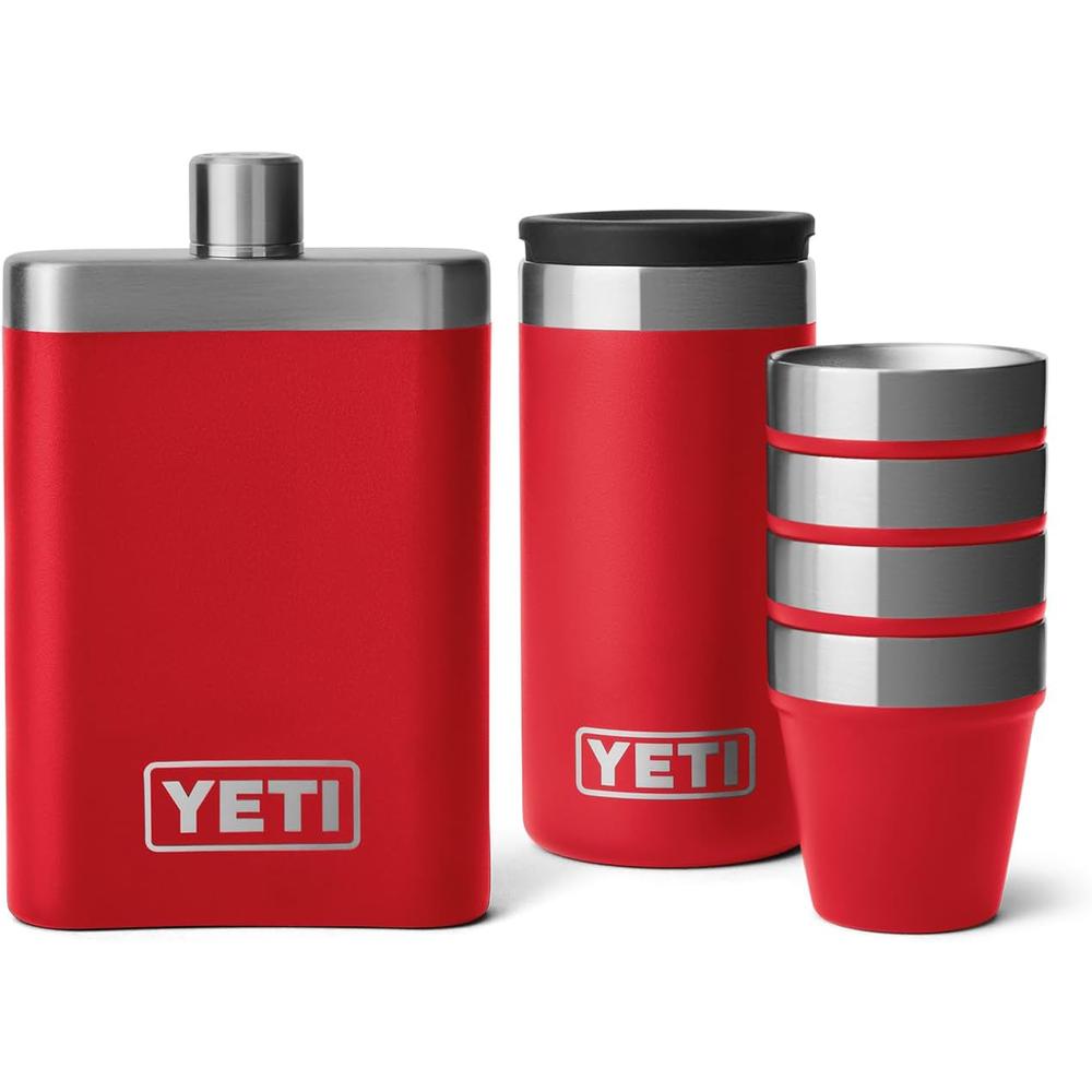YETI Frasco de 7 oz con juego de vasos de shots a juego color rojo