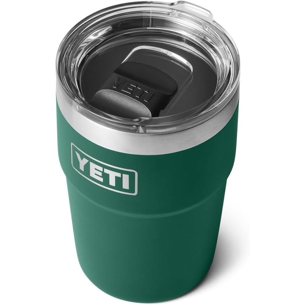 YETI Rambler Vaso de 16 oz de acero inoxidable con tapa MagSlider color verde oscuro
