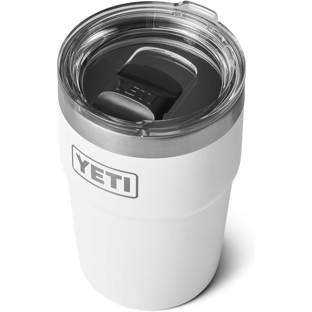 YETI Rambler Vaso de 16 oz de acero inoxidable con tapa MagSlider color blanco