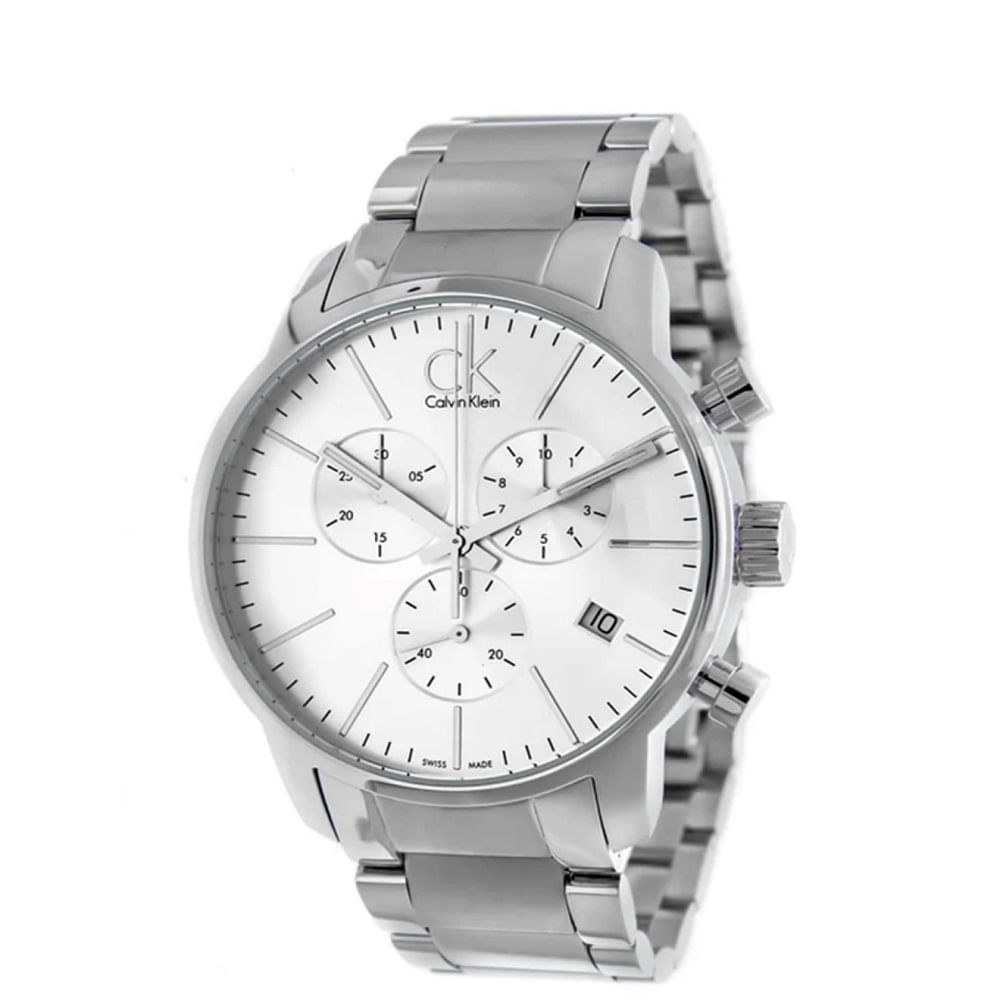 RELOJ CALVIN KLEIN ACERO CRONOGRAFO FONDO BLANCO