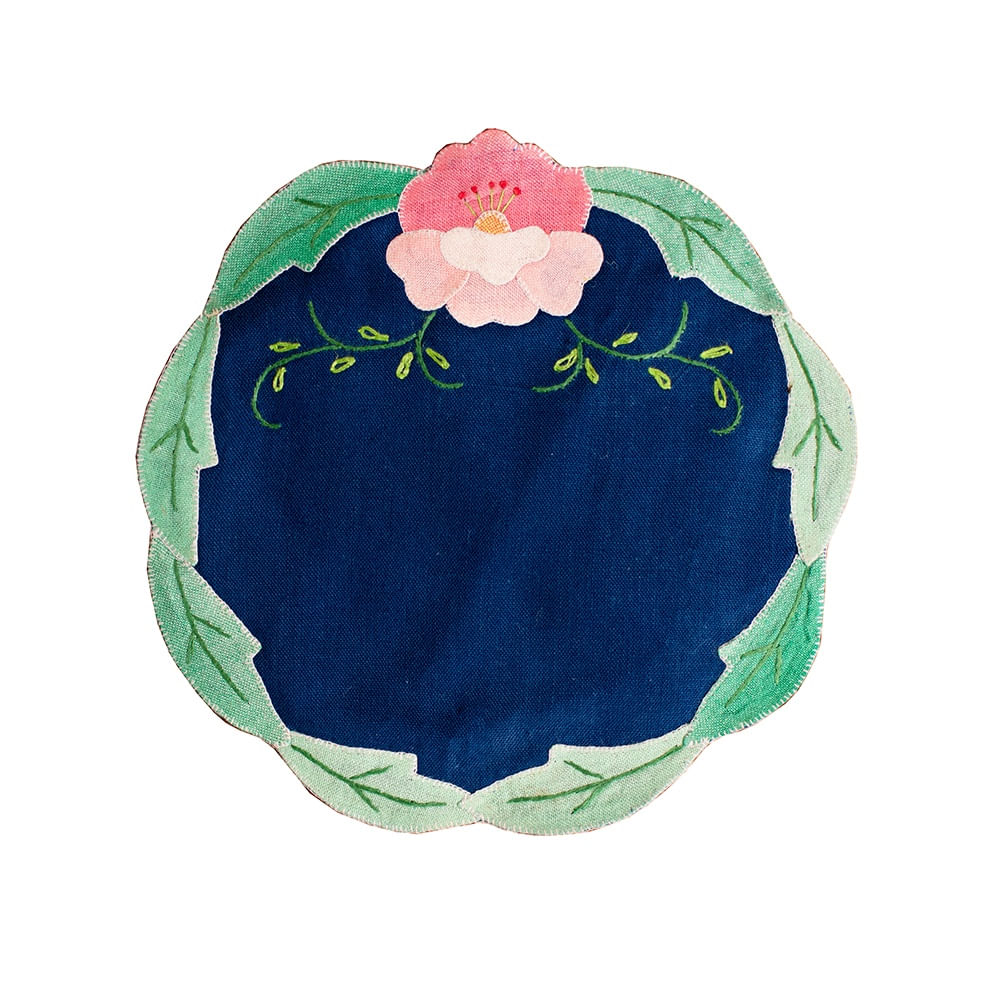 Tapete Redondo Algodón Azul Panorama Hogar