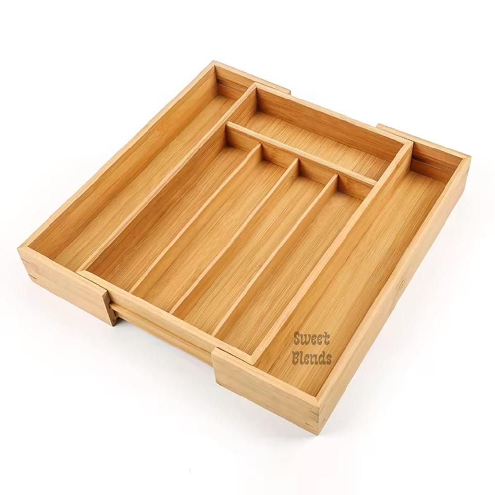 Organizador De Cubiertos Expandible Bambú Súper Práctico