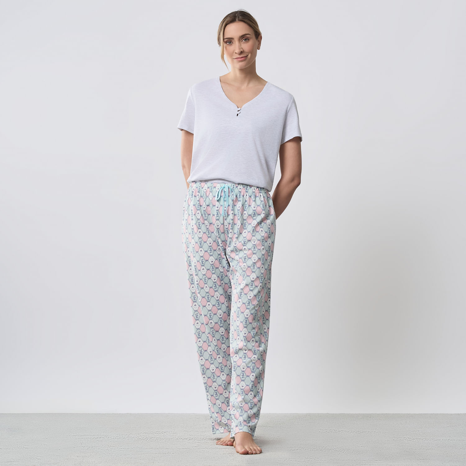 Pantalón Pijama Mujer Print Suelto Zafin Algodón