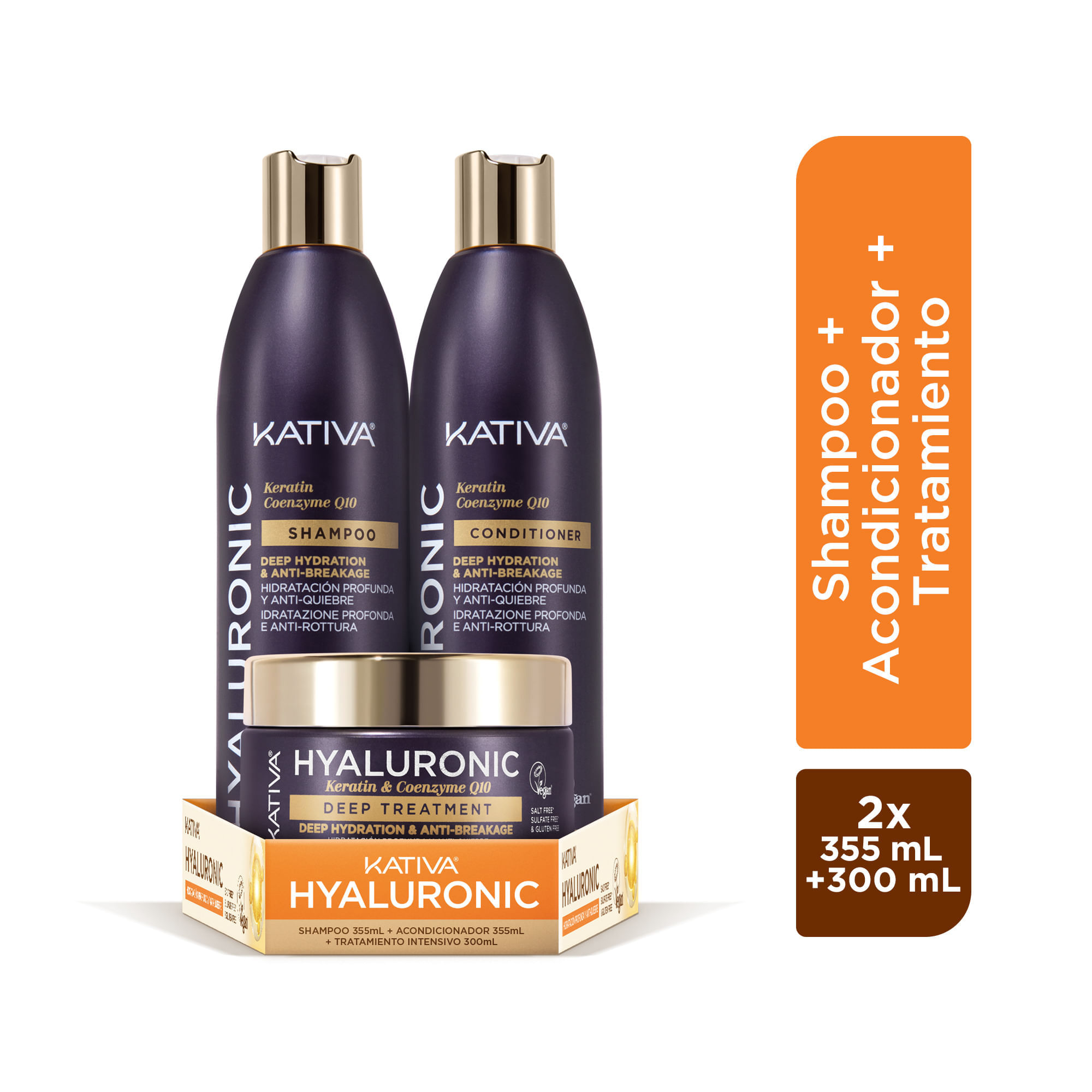 Pack KATIVA Shampoo Hyaluronic Oil 355ml + Acondic