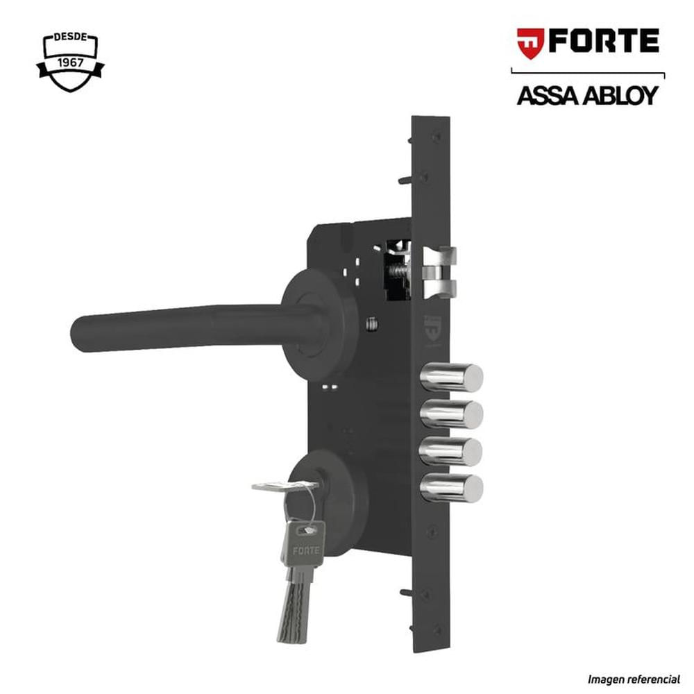 Cerradura de embutir FORTE de 2 golpe PRINCIPAL negro mate