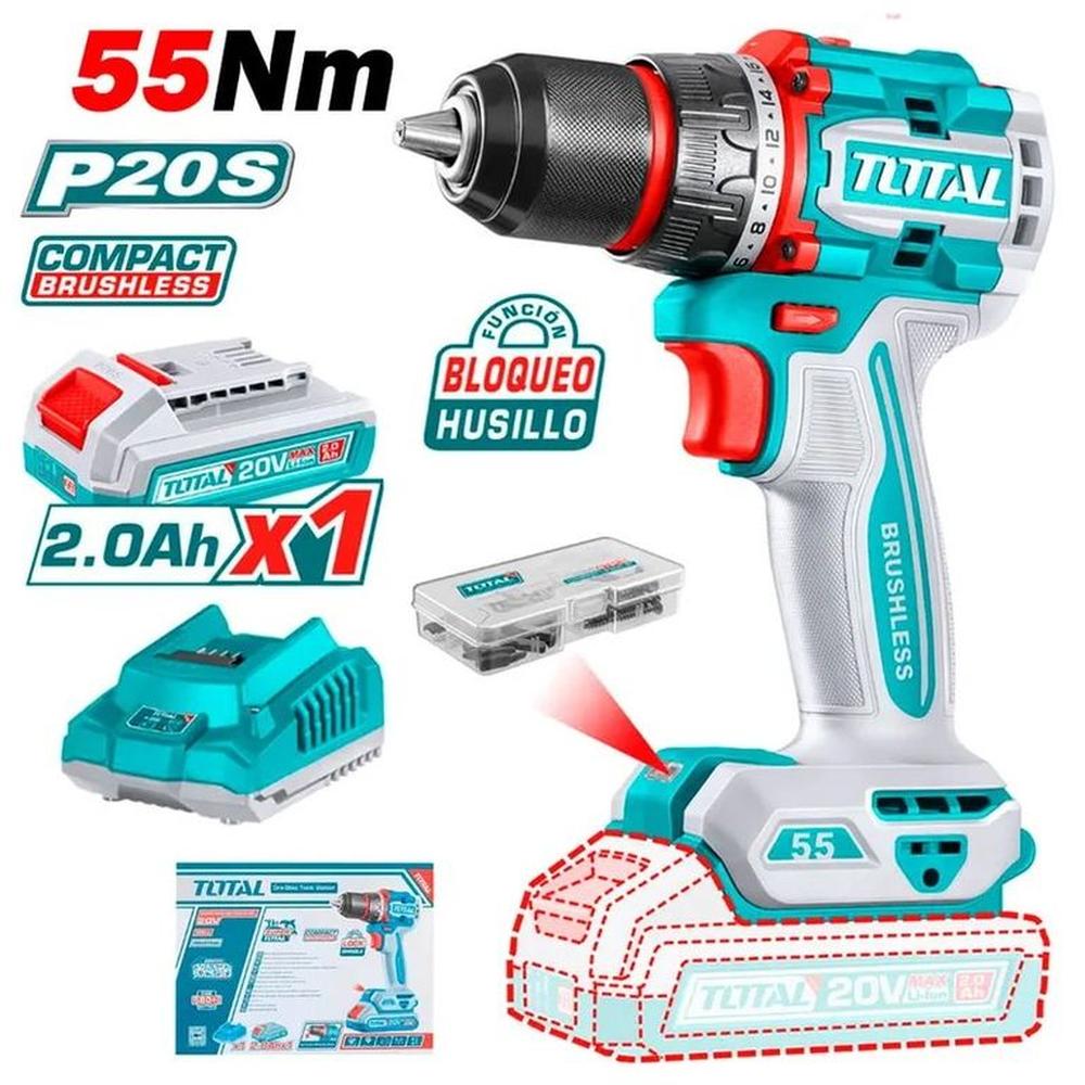Taladro Atornillador 20v 55NM TOTAL TDL1205582