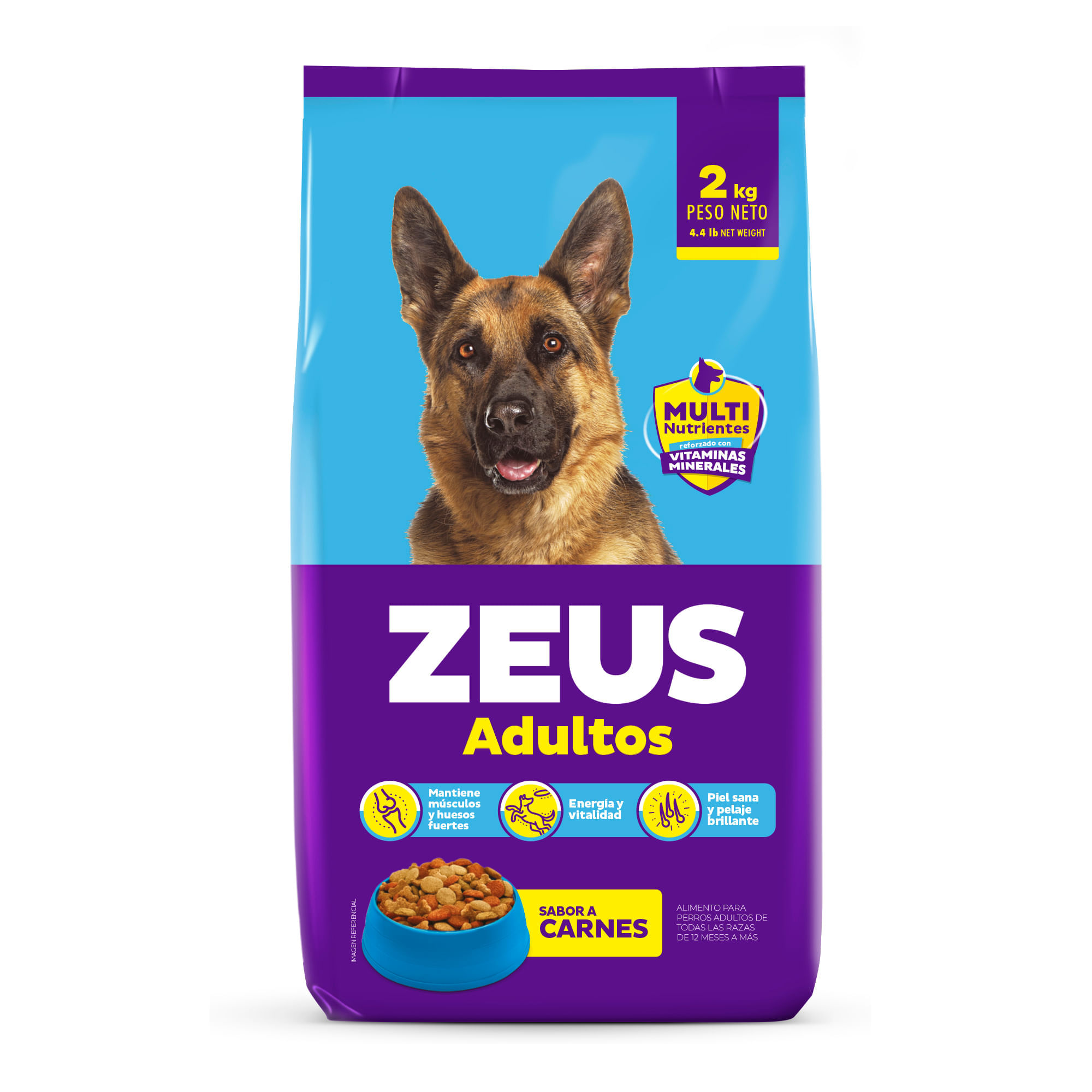 Alimento para Perro ZEUS Adulto Sabor Carne Bolsa 2Kg