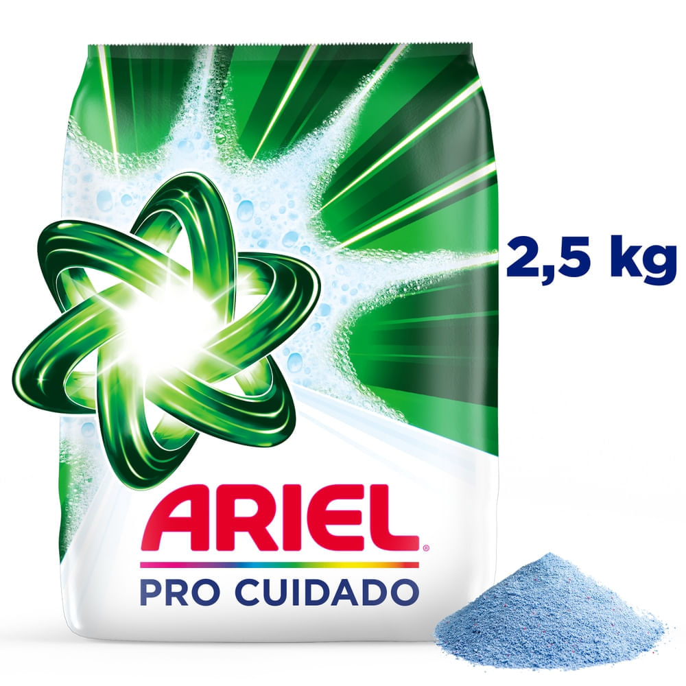 Detergente en Polvo ARIEL Pro Cuidado para Ropa Blanca y de Color Bolsa 2.5Kg