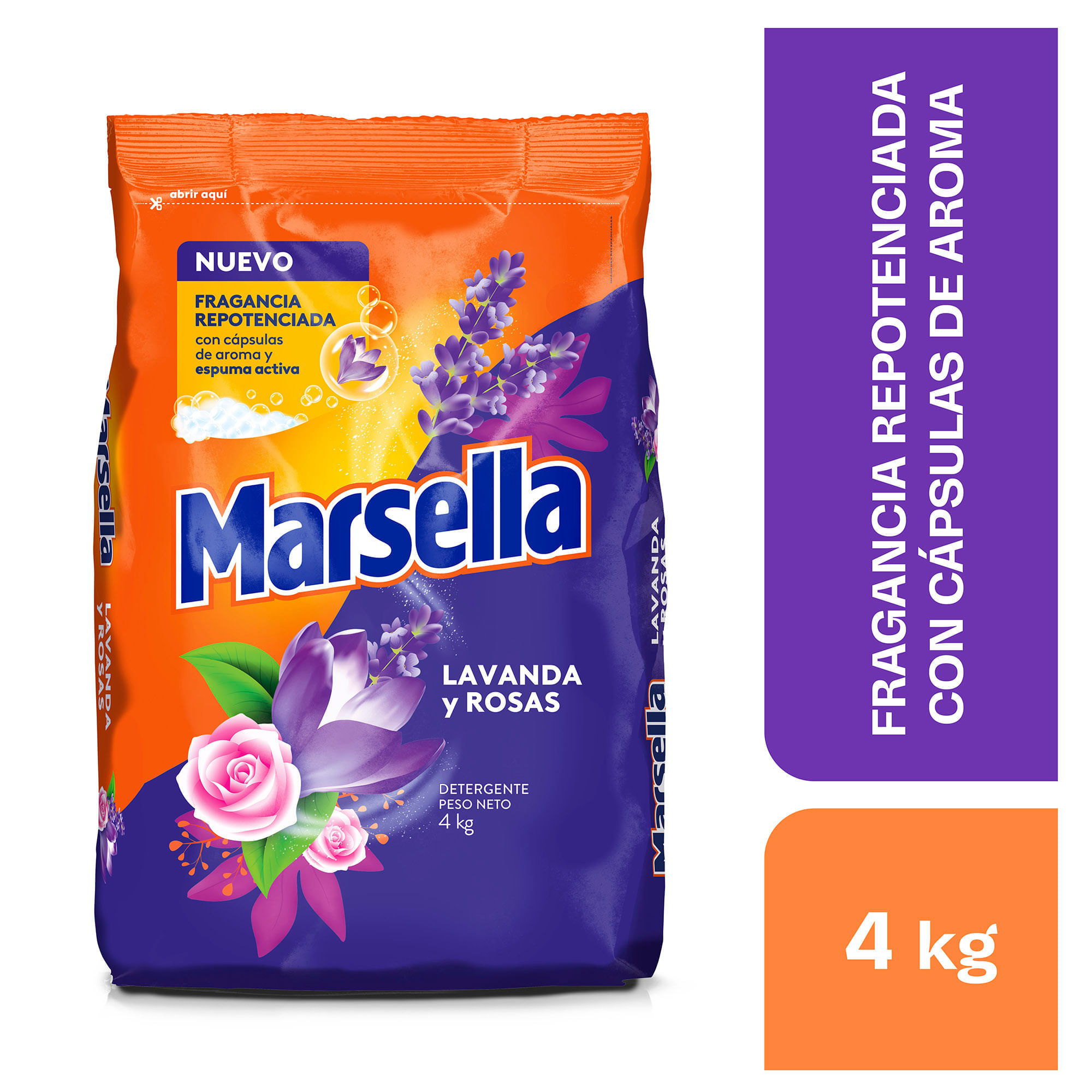 Detergente MARSELLA Lavanda y Rosas Bolsa 4kg