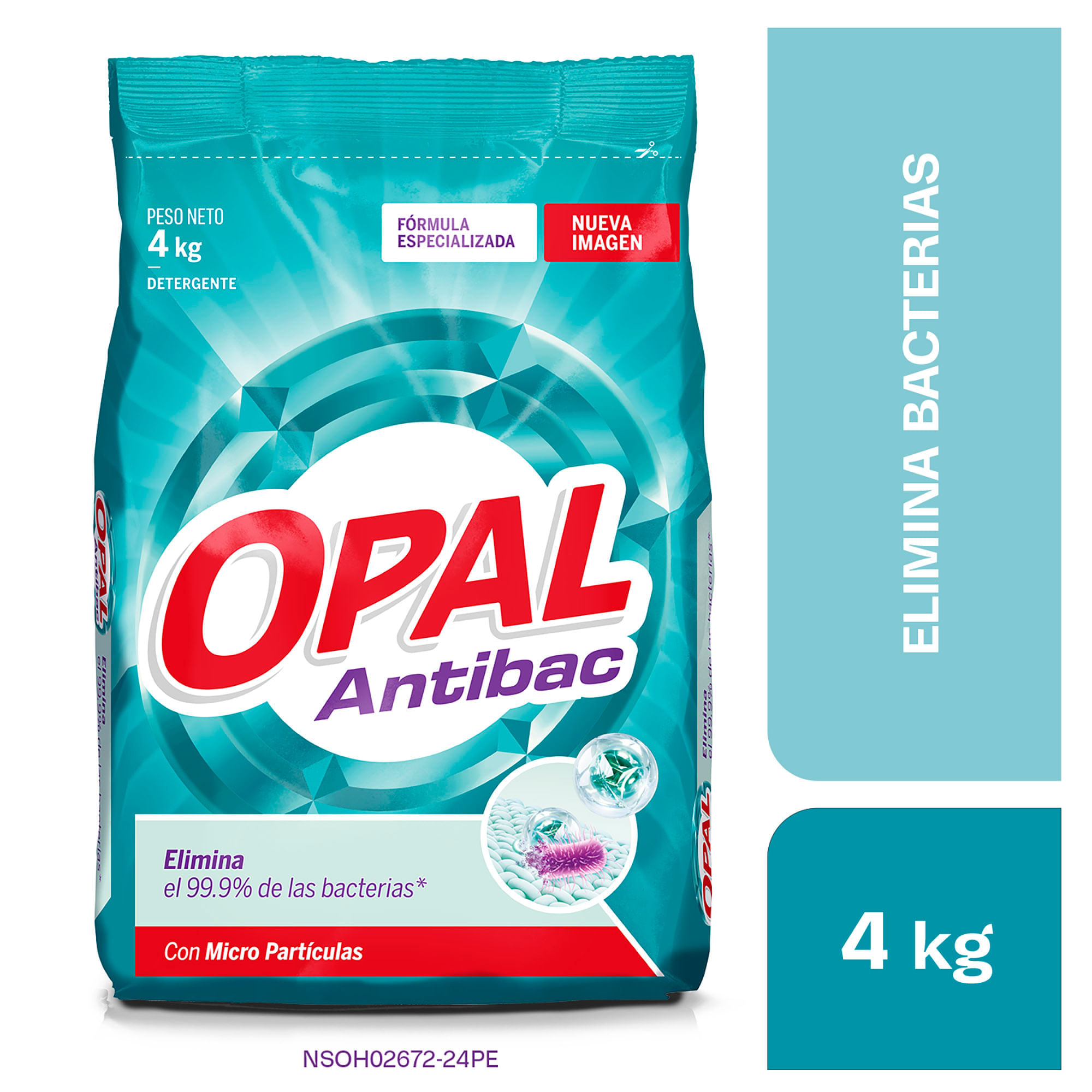 Detergente en Polvo OPAL Antibacterial Bolsa 4Kg