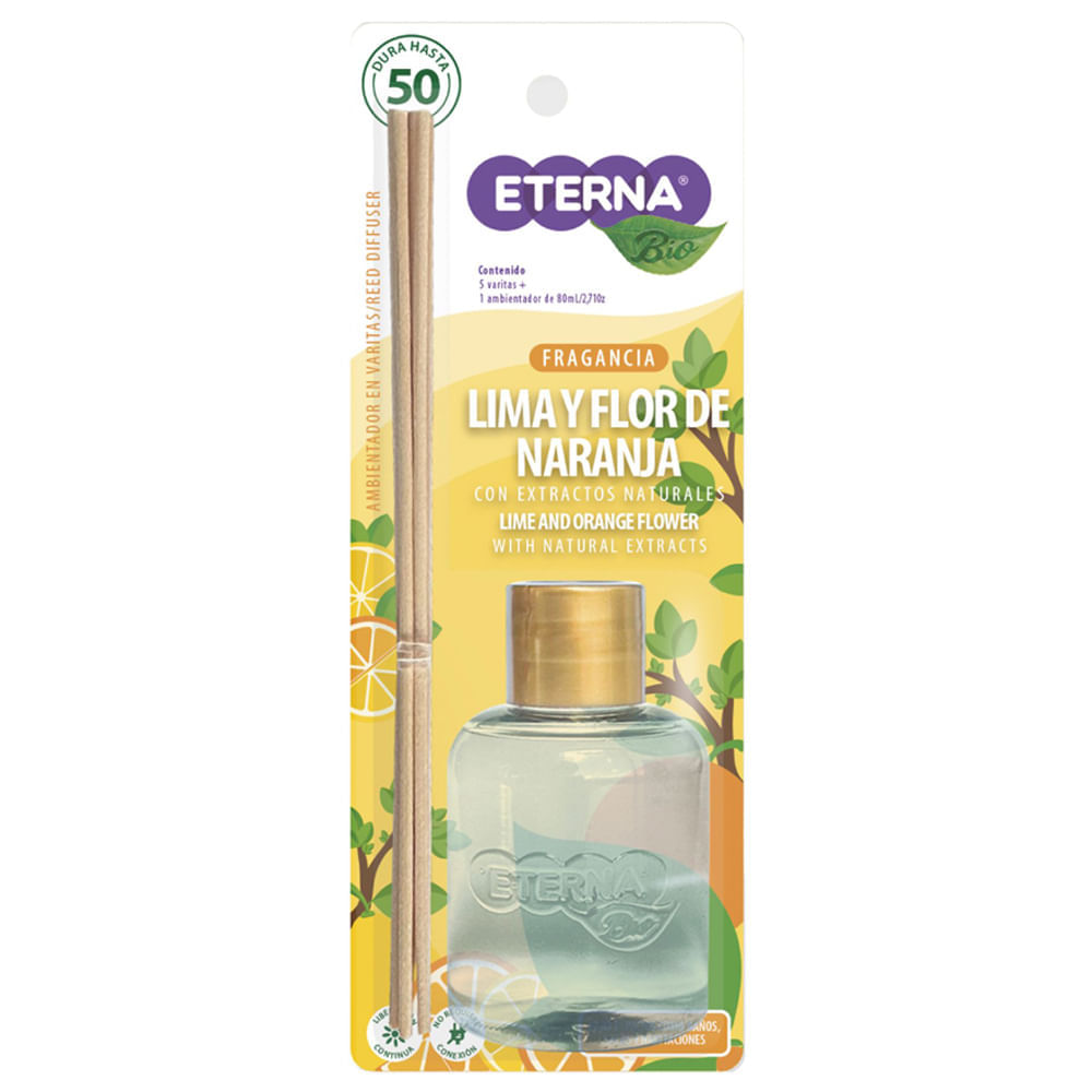 Ambientador Varita Lima y Flor de Naranja ETERNA Bio Frasco 80ml