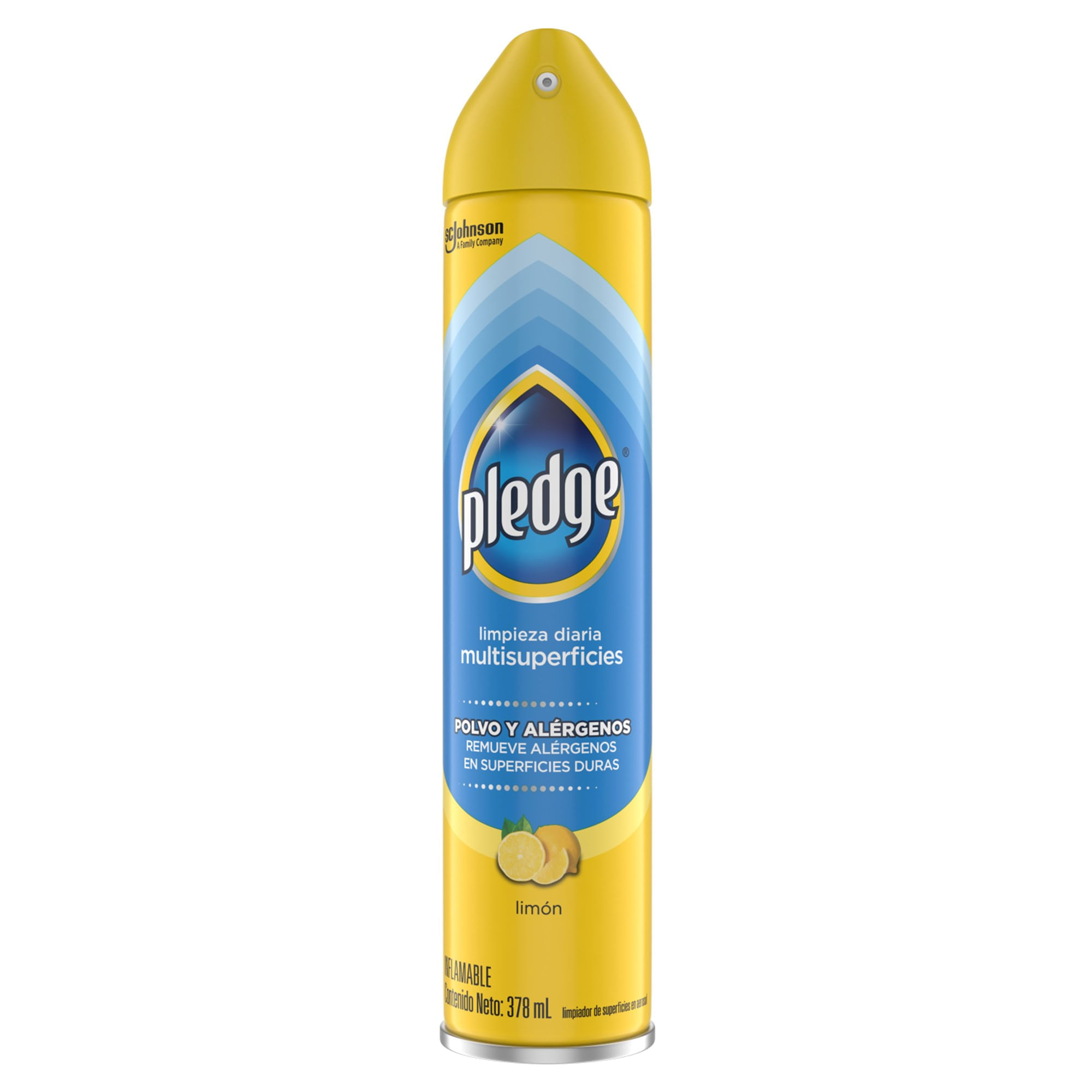 Limpiador Multisuperficies en Aerosol PLEDGE Limón Frasco 378ml