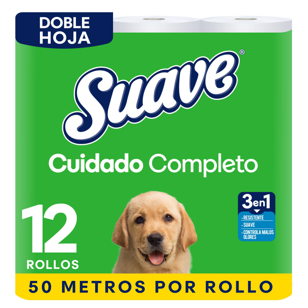 Papel Higiénico SUAVE Cuidado Completo 50mts Paquete 12un