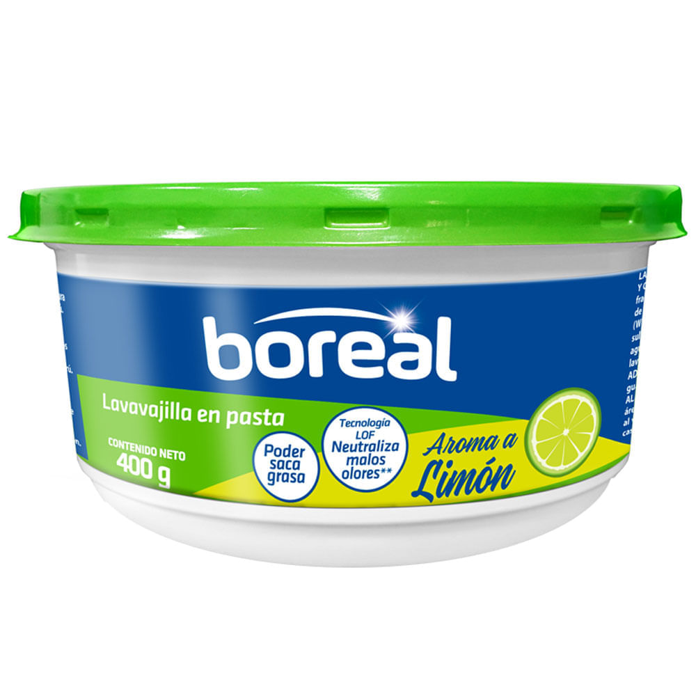 Lavavajilla en Pasta BOREAL Aroma Limón Pote 400g