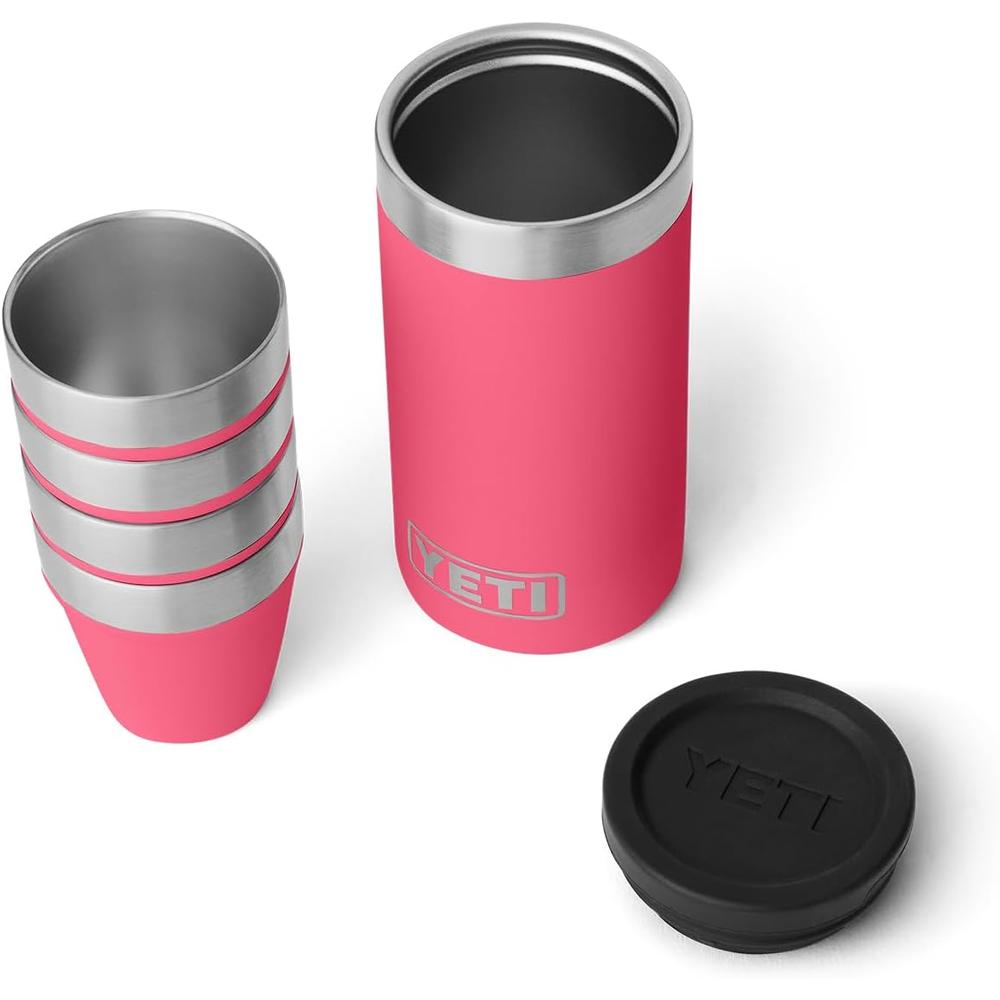 YETI Rambler Juego de 4 vasos de chupito con estuche de transporte color rosado