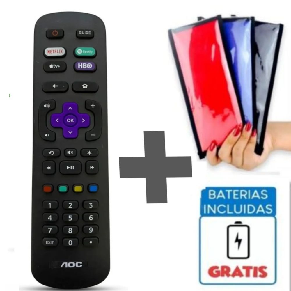 Control Remoto Aoc Roku Smart Tv + Funda