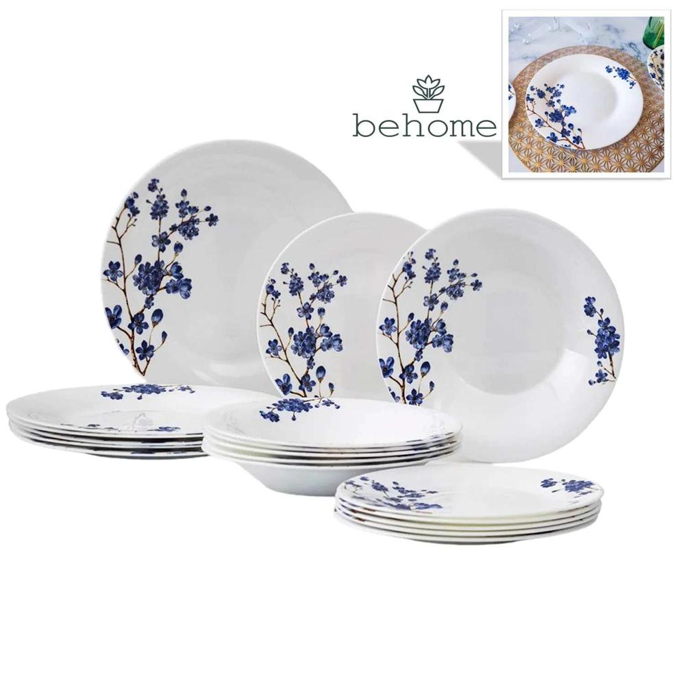 Set de 18 Platos Ecovidrio Azulea Behome