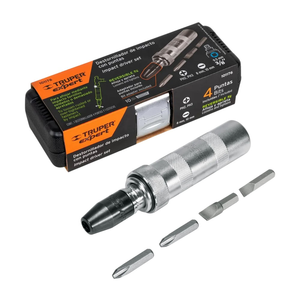 Desarmador de impacto 3/8"" con 4 puntas Expert DIMP-3/8X