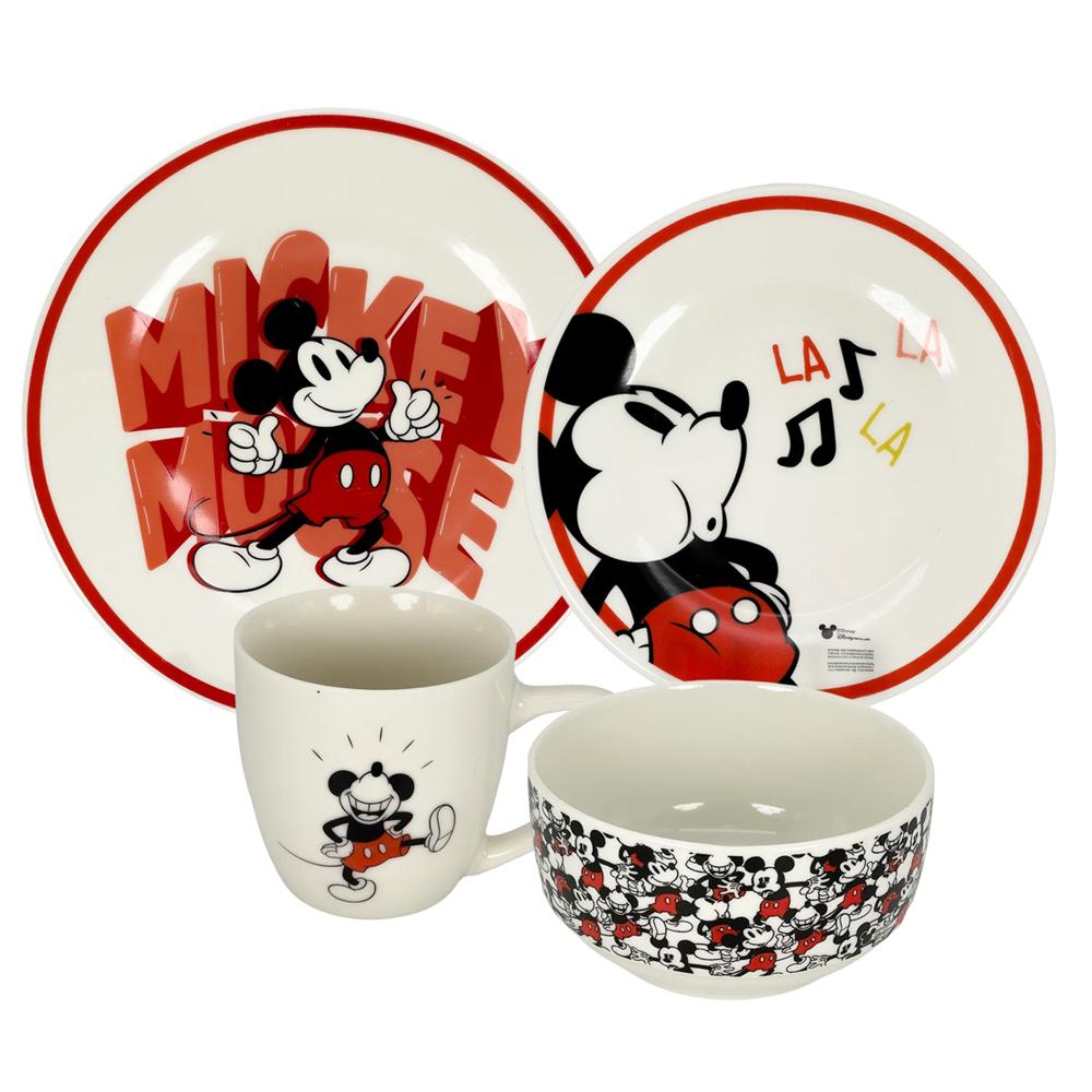Set de Vajillas Mickey Mouse Rojo Disney 4 pzas