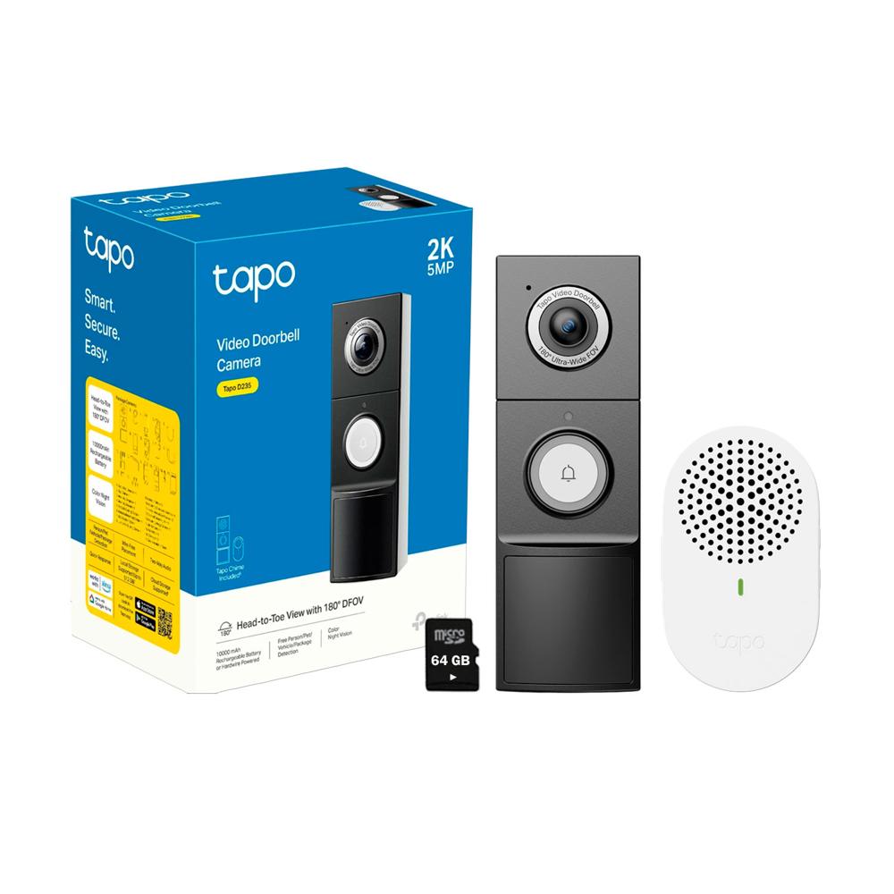 Timbre Inteligente Tp-Link Tapo D235 2K Cámara Detección IA Noche Color SD 64GB