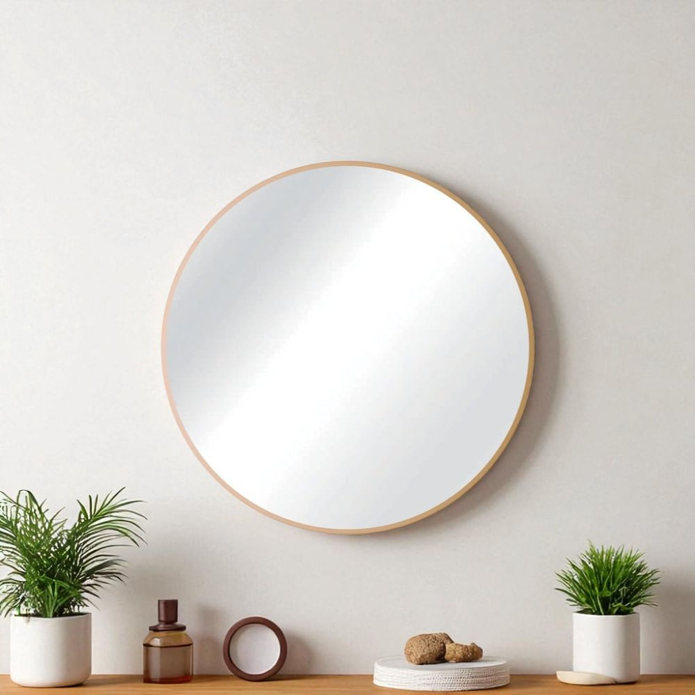 Espejo Circular 50 Cm Dorado Metal