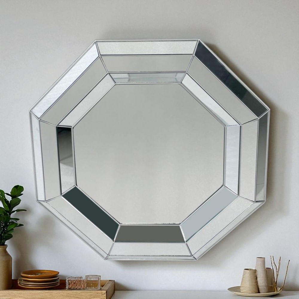Espejo Octagonal 40 Cm Plateado
