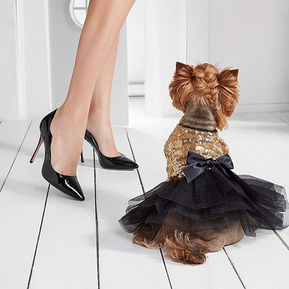 TERNURA BRILLANTE VESTIDO MASCOTAS NEGRO-DORADO TALLA XL