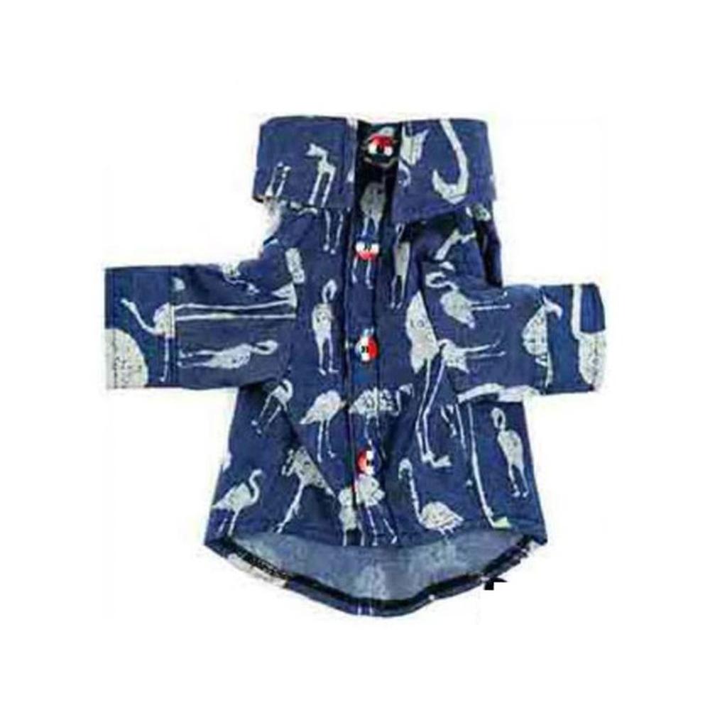 CAMISA PARA MASCOTAS AZUL Y DISEÑO DE FLAMINGOS - TALLA 3XL