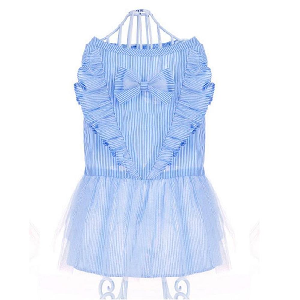 VESTIDO MASCOTA TUL RAYAS Y RUFFLE RAYAS AZULES TALLA S