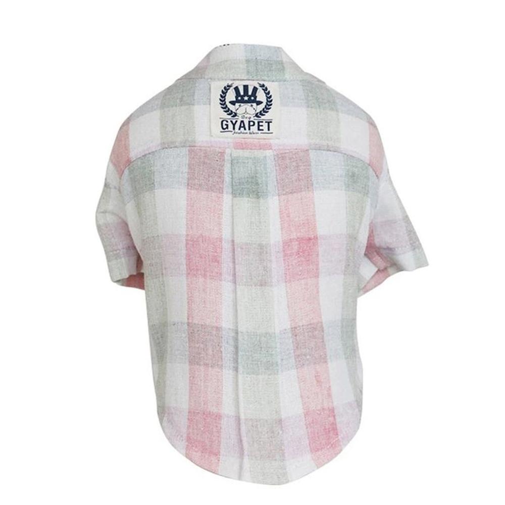 CAMISA MASCOTAS CUADROS VERDE Y ROSA ALGODÓN TALLA M