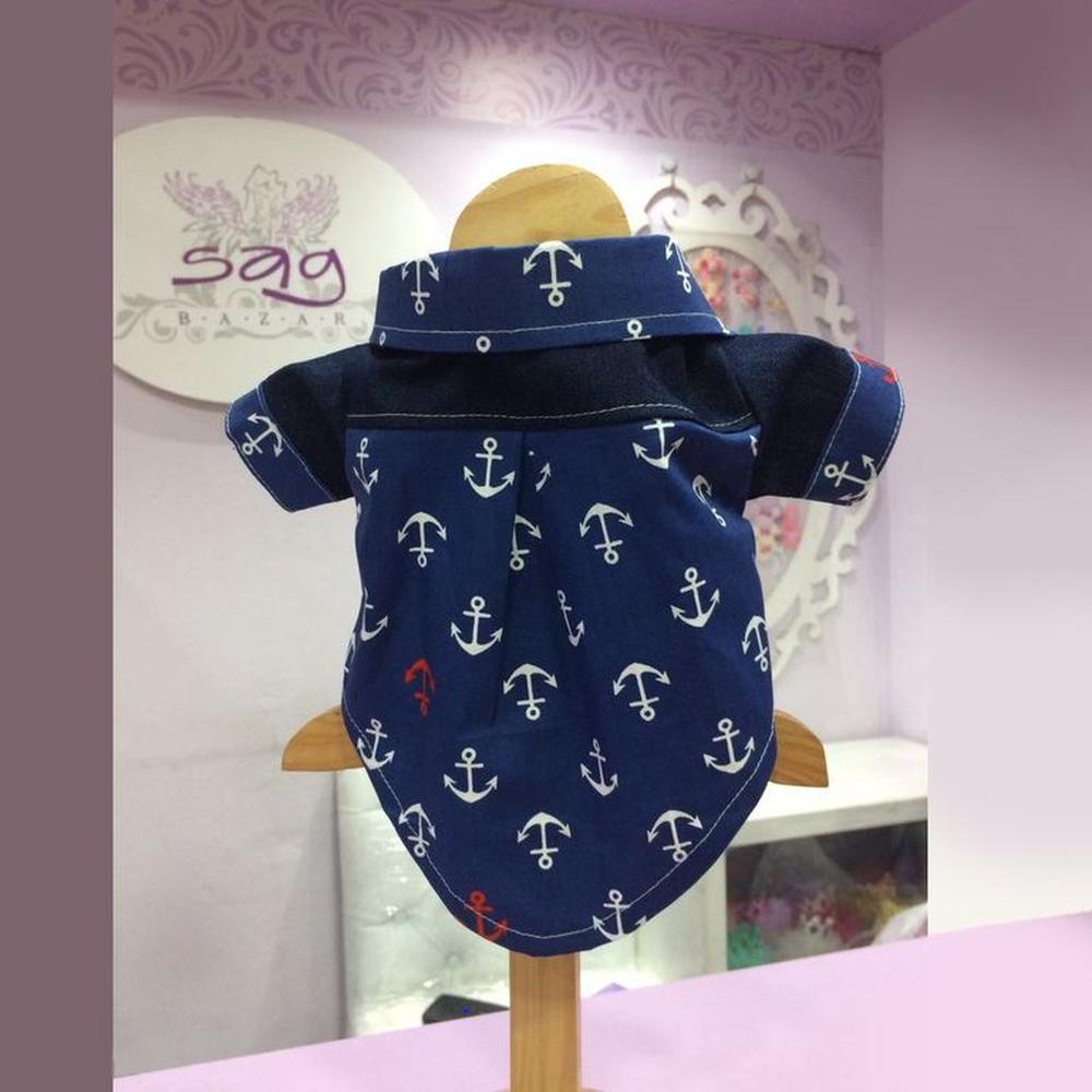 CAMISA MASCOTAS AZUL MARINERO Y JEAN ALGODÓN TALLA XXS