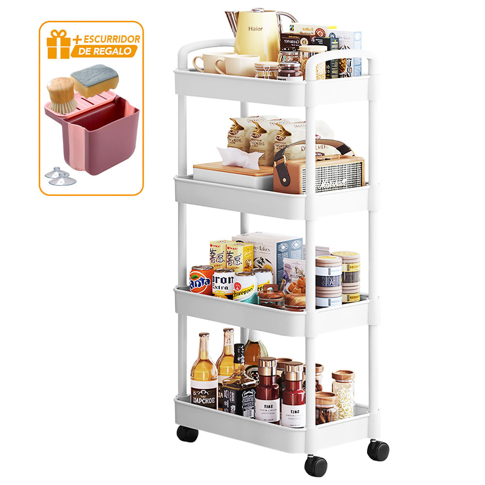 Carrito Organizador 4 Niveles para Cocina JK4 Y Escurridor Plegable RS