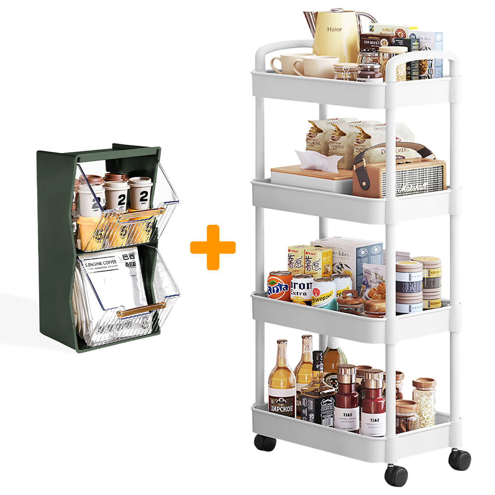 Carrito Organizador 4 Niv para Cocina JK4 Y Caja Organizadora VD 17F