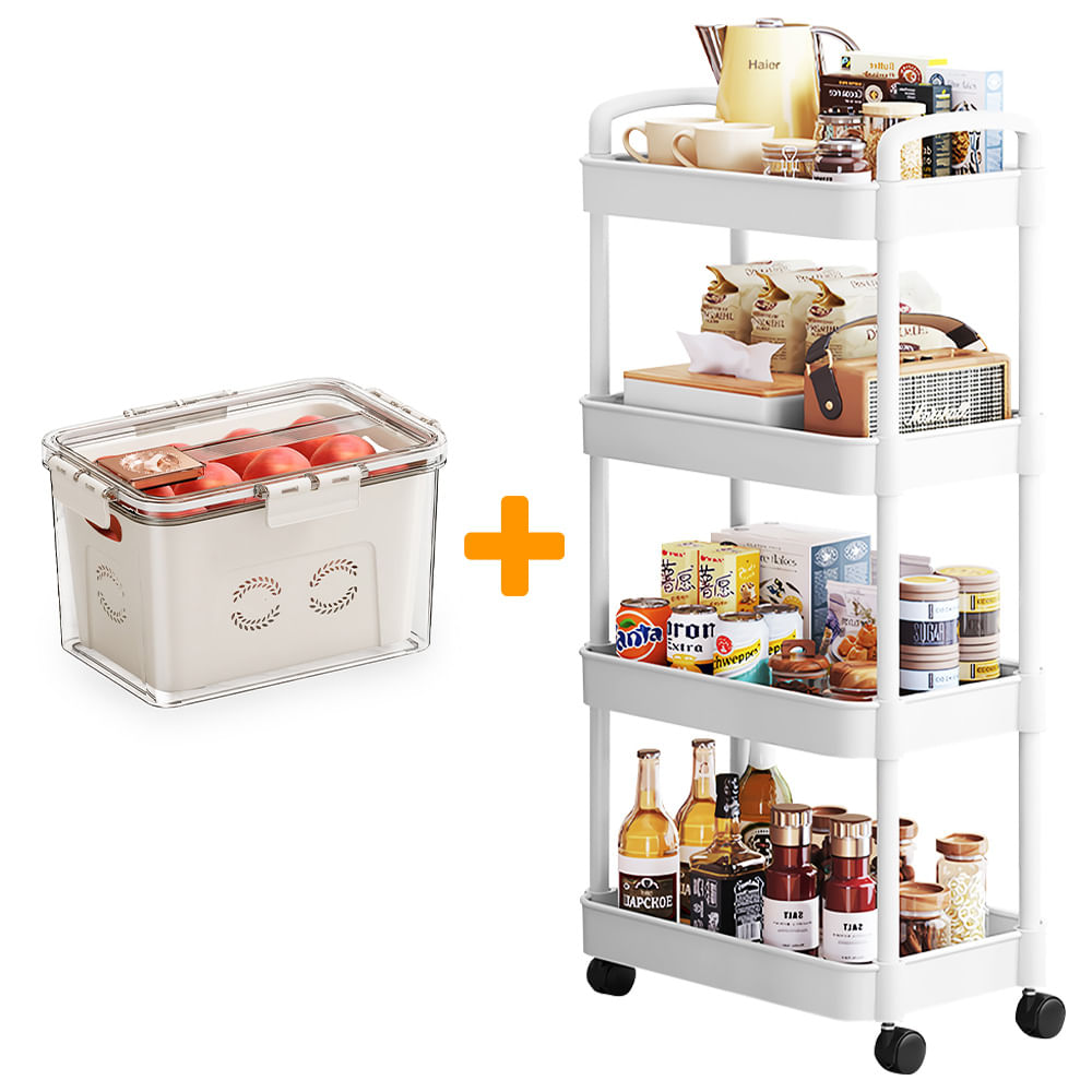 Carrito Organizador 4 Niveles para Cocina JK4 Y Táper Hermético TM9