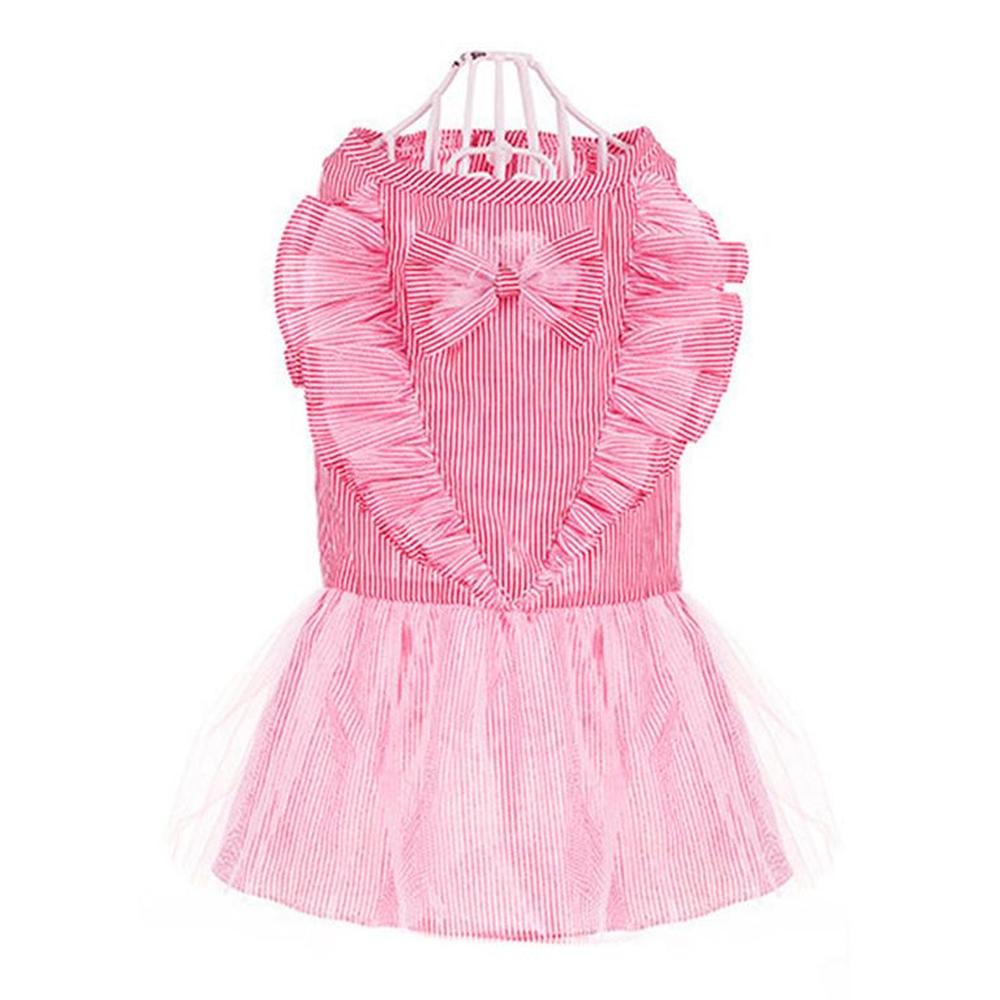 VESTIDO MASCOTA TUL RAYAS Y RUFFLE RAYAS ROJAS TALLA S
