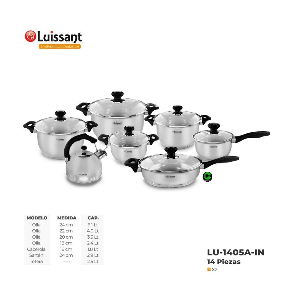 Juego de ollas LUISSANT Acero Inoxidable LU-1405A-IN 14 Pzs