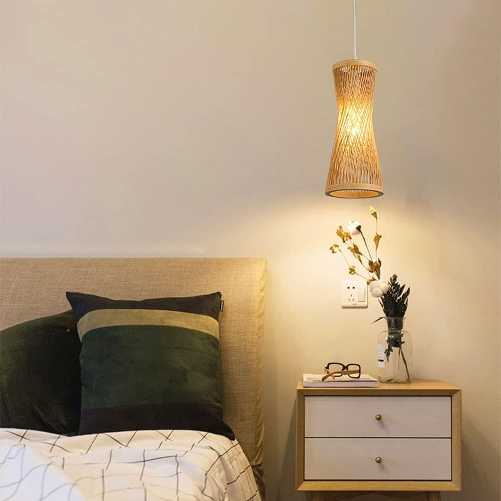 Lampara Colgante Madera Bambú 40 cm x 17 cm