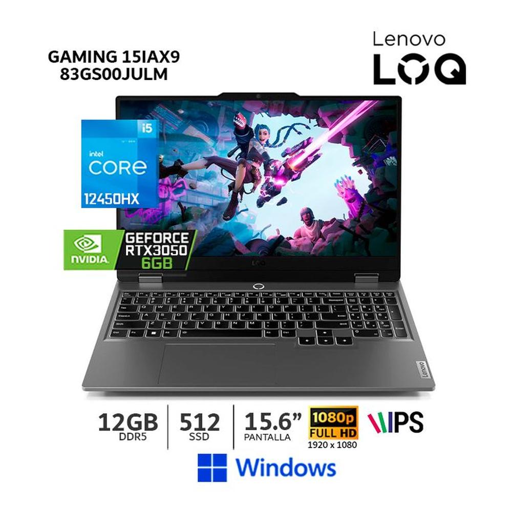 Laptop Lenovo LOQ Core I5-12450HX,15.6"" FHD, 12Gb Ram, 512Gb SSD, RTX 3050 6Gb - 83GS00JULM