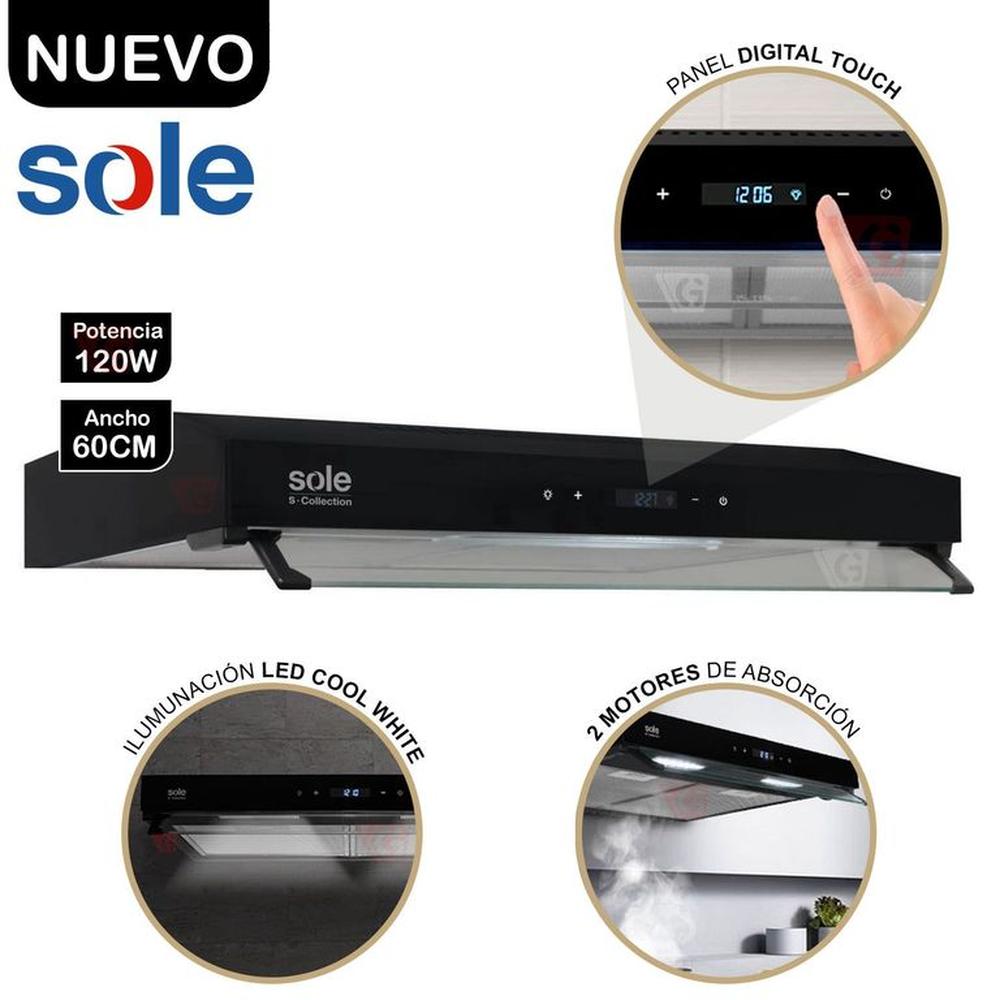 Campana Extractora Sole S-Collection Slim Black 60cm TURE18CO