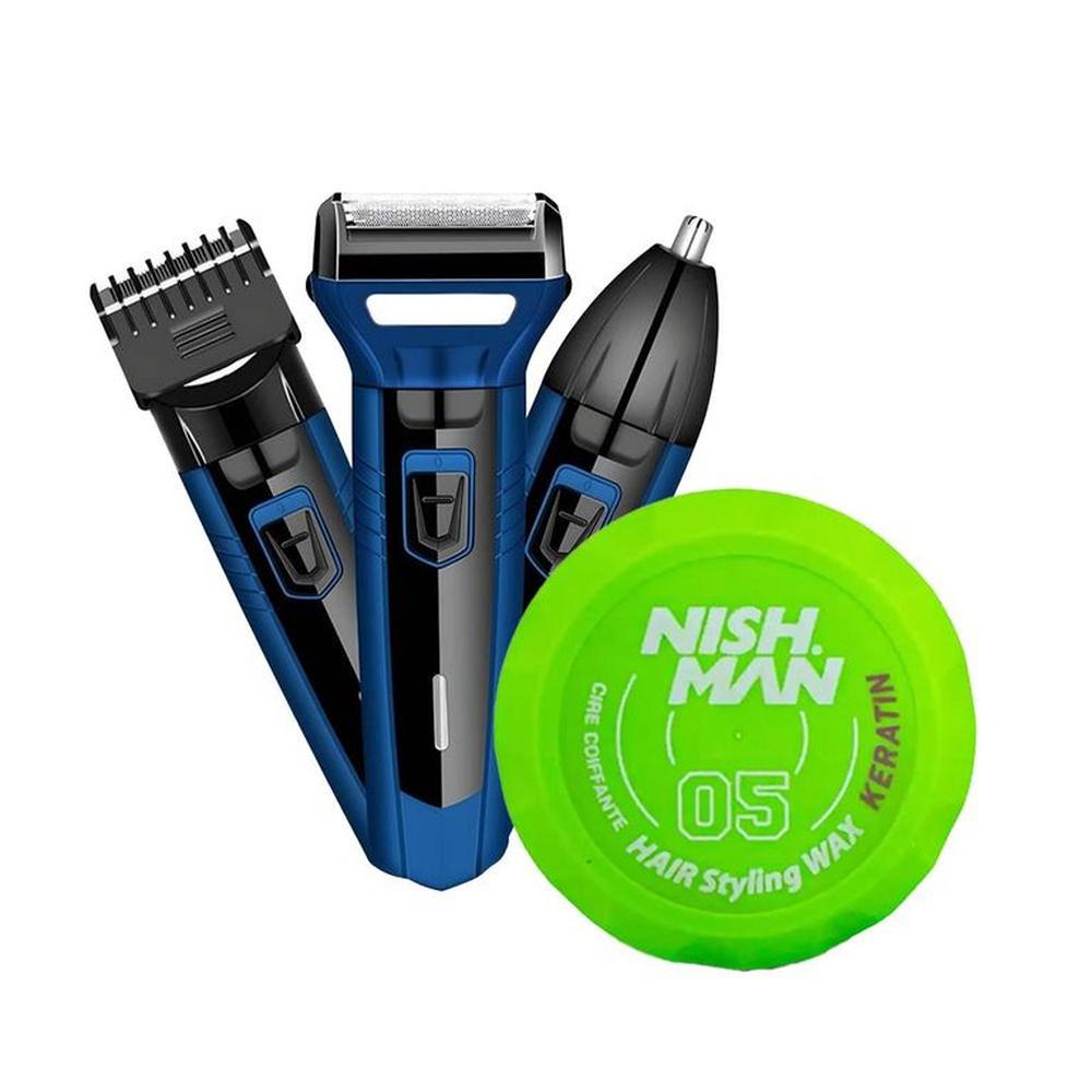 Afeitadora Sonar 3 en 1 y Cera Fijadora Nish-man 05 Keratina