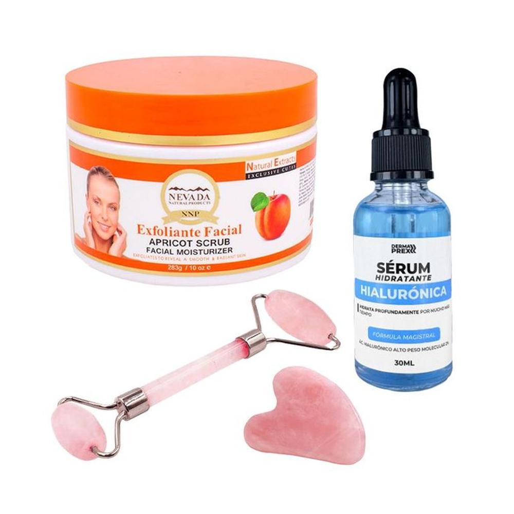 Exfoliante Facial Albaricoque + Serum Hidratante + Rodillo