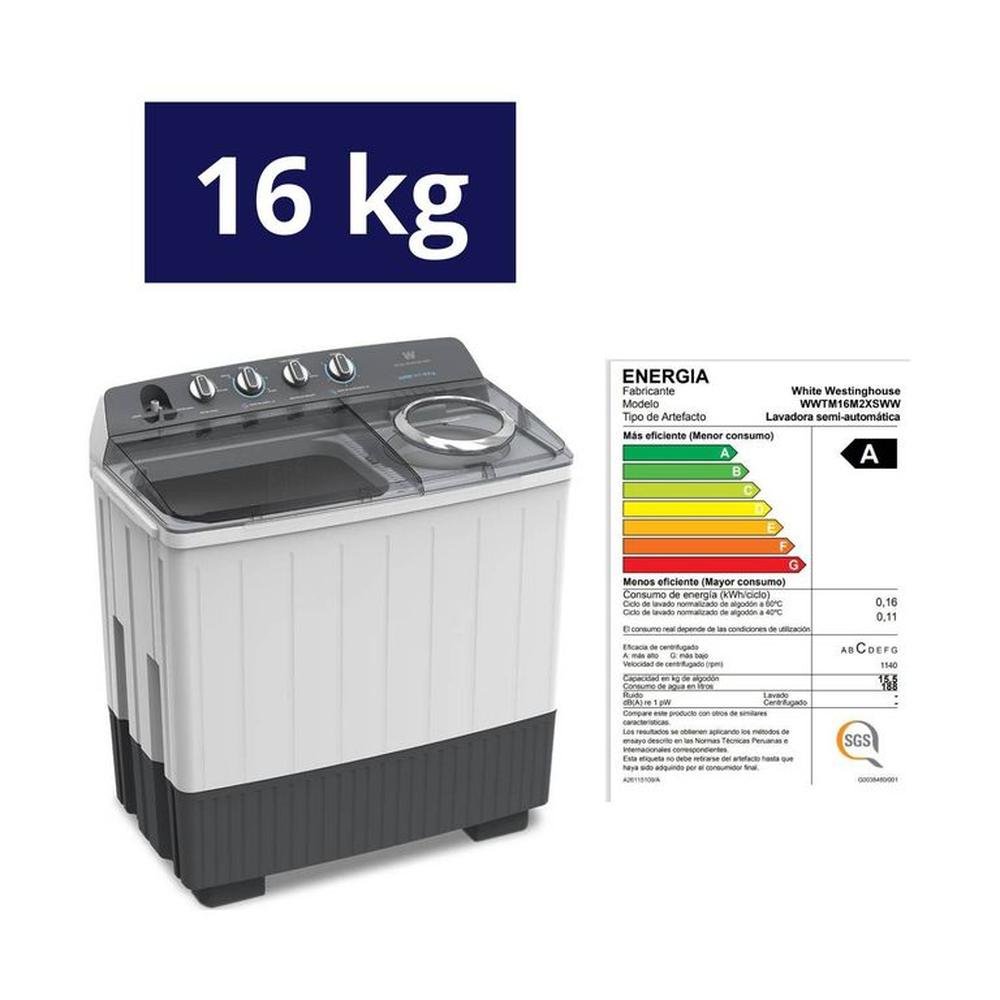 Lavadora Semiautomática  Westinghouse  16KG WWTM16M2XSWW.