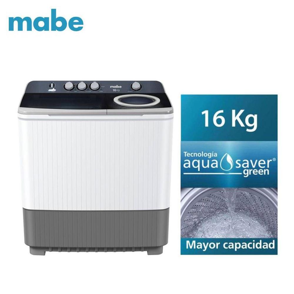 Lavadora semiautomática de 16 kg blanca mabe - LMD6124PBBB0.