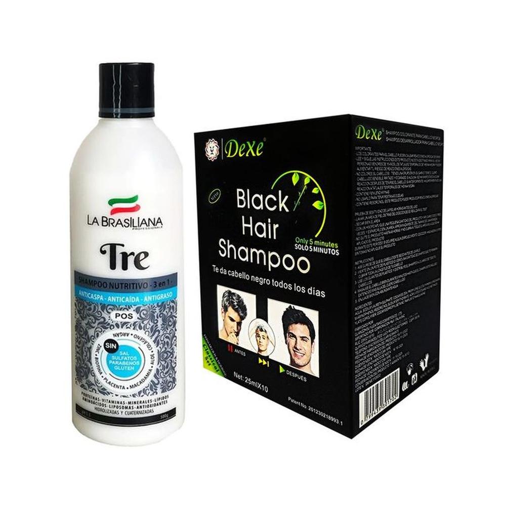 Shampoo Capilar Tre + Shampoo Cubre Canas Negro Dexe - Oechsle
